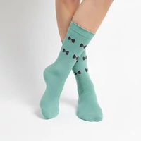 Női zöld bambusz zokni masni mintával