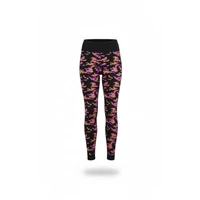 Terepmintás Fekete-Lila-Barna Elasztikus Leggings XL-XL