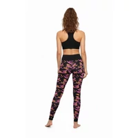 Terepmintás Fekete-Lila-Barna Elasztikus Leggings XL-XL