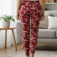 Női halvány piros plüss magas derekú leggings M-L