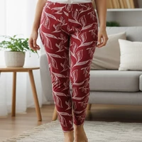 Női halvány piros plüss magas derekú leggings M-L
