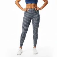 Szürke kék csíkos leggings magas derékkal L-XL