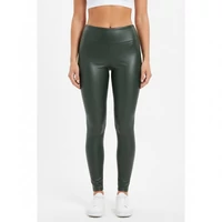 Zöld bőrhatású leggings magasított derékkal S-M
