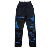 Gyerek leggings vastagabb elasztikus anyag kényelmes viselet fekete alap kék mintával
