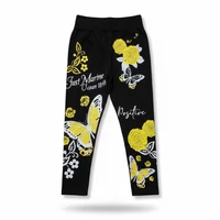 Gyerek leggings vastagabb elasztikus anyag kényelmes viselet fekete alap sárga mintával
