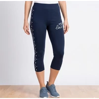 Fekete elasztikus alakformáló leggings szíves mintával