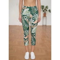 Virág mintás alakformáló női leggings Zöld S-L
