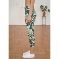 Virág mintás alakformáló női leggings Zöld S-L