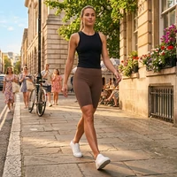 Női barna leggings capri hosszban puha pamut anyagból