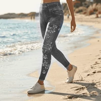Szürke virág mintás leggings S-L