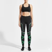 Fekete zöld csíkos leggings