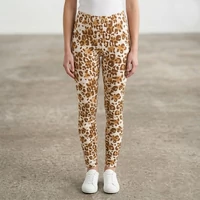Elasztikus alakformáló hosszú leggings fehér alap barna párduc minta