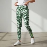 Zöld párduc mintás testhez simuló elasztikus leggings
