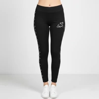 Fekete elasztikus alakformáló leggings szíves mintával