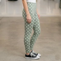 Zöld elasztikus anyagú pöttyös leggings S-L