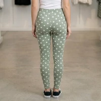 Zöld elasztikus anyagú pöttyös leggings S-L