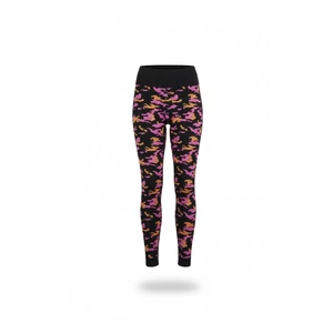 Terepmintás Fekete-Lila-Barna Elasztikus Leggings