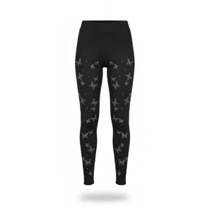 Női fekete strasszos pillangós leggings vastag