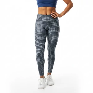 Szürke kék csíkos leggings magas derékkal