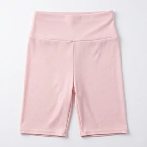 rózsaszín női sport short magas derekú bordázott
