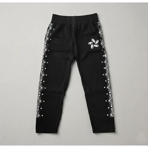 női fekete magas derekú sport leggings mintával