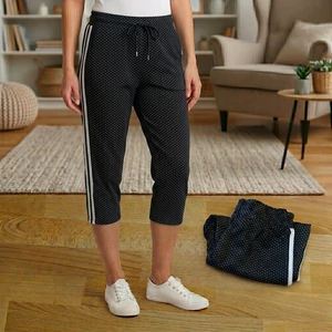 Oldalcsíkos pöttyös női nadrág gumis derékkal