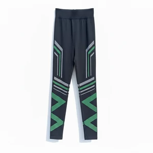 Fekete zöld csíkos leggings