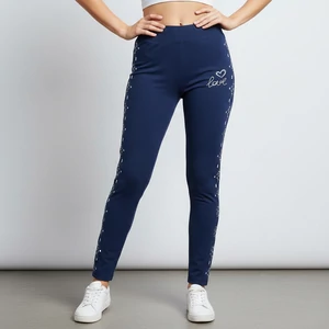 Kék elasztikus alakformáló leggings szíves mintával