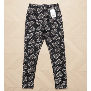 Plüss magas derekú fekete szívecskés leggings