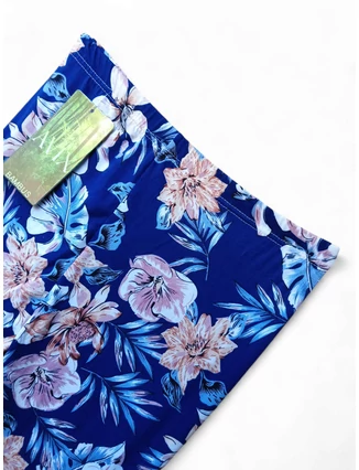 Női virágmintás capri leggings sötétkék színben