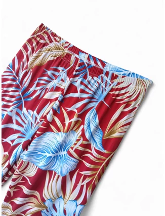 Rozsdabarna női capri leggings virágmintával