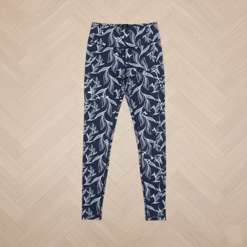 Zöld leveles plüss hosszú leggings magas derékkal M-L