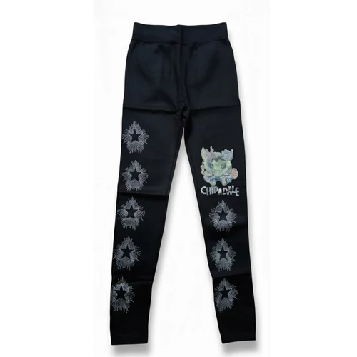 Női fekete vastag elasztikus hosszú leggings