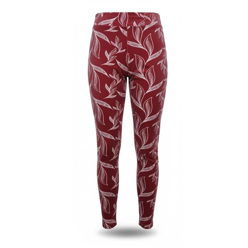 Női halvány piros plüss magas derekú leggings M-L