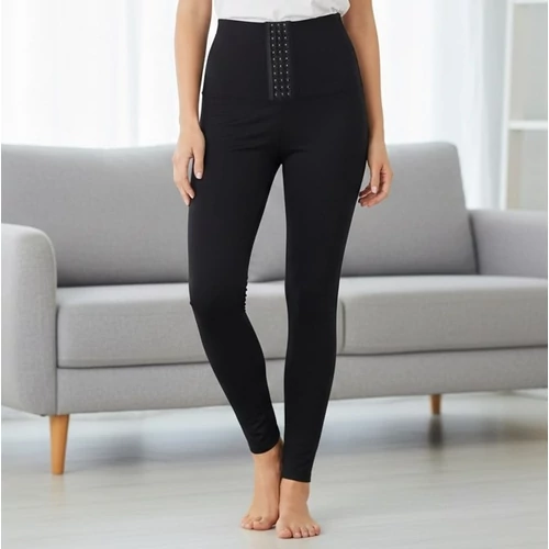 Fekete magas derék leggings állítható hasszorítóval S-M