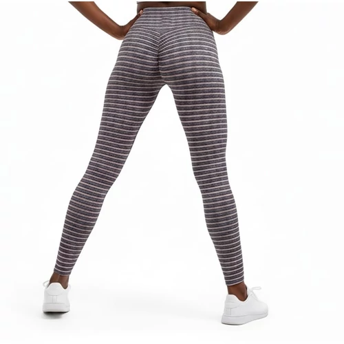 Szürke rózsaszín csíkos leggings magas derékkal