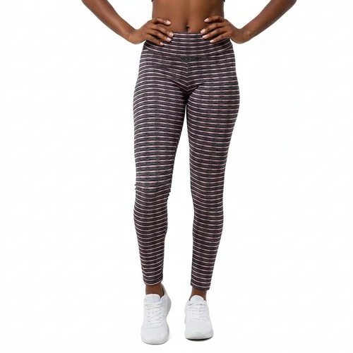 Szürke rózsaszín csíkos leggings magas derékkal