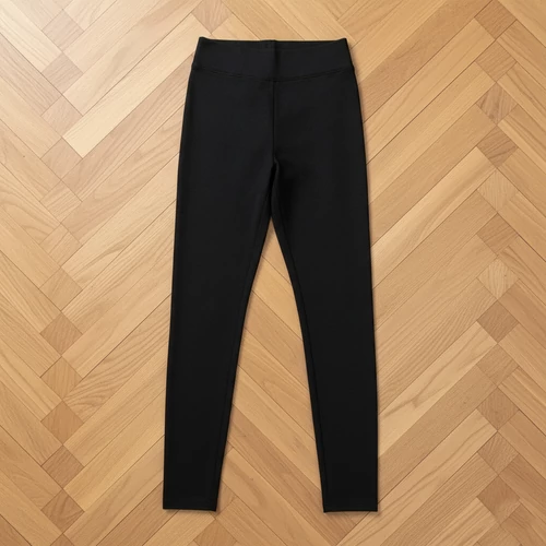 Fekete pamut sztreccs leggings magasított derékkal