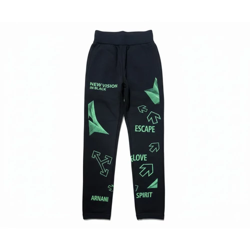 Gyerek leggings vastagabb elasztikus anyag kényelmes viselet fekete alap zöld mintával