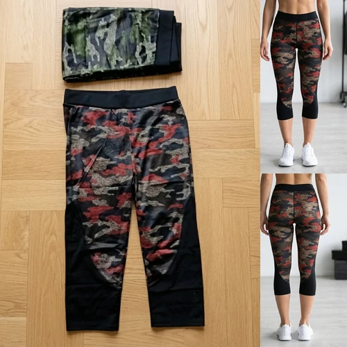 Terepszínű alakformáló hatású leggings, elasztikus Piros S-M