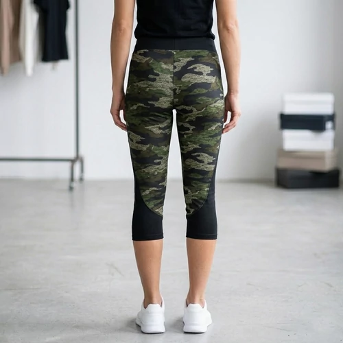 Terepszínű alakformáló hatású leggings, elasztikus Zöld M-L