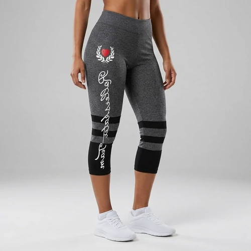 Testhez simuló fekete női leggings love szív mintával