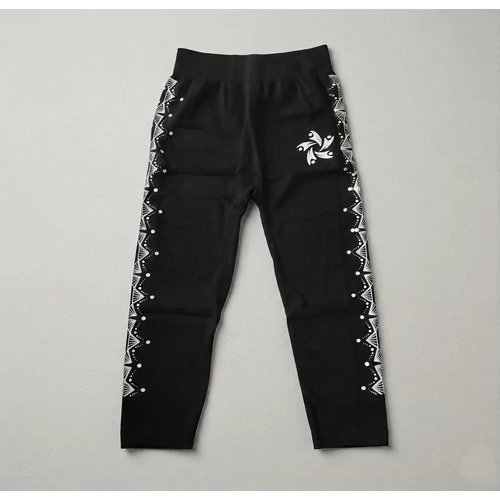 női fekete magas derekú sport leggings mintával