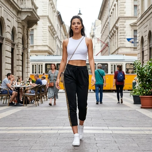 Női sportos nadrág fekete hétköznapi viselet
