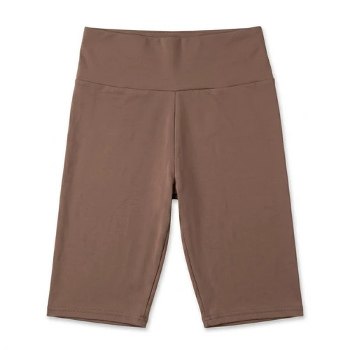 Női barna pamut capri leggings magasított derékkal
