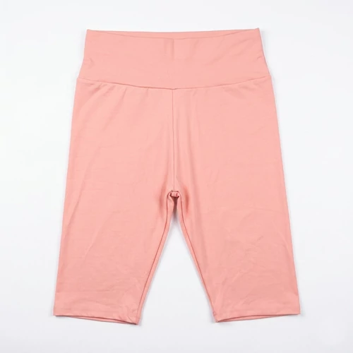 Női rózsaszín pamut capri leggings magasított derékkal