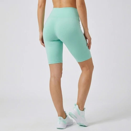 Zöld női capri leggings rugalmas pamut anyagból