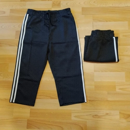 Oldalcsíkos pöttyös női nadrág gumis derékkal Kék-3XL-4XL