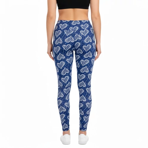 Plüss leggings kék szívecskés mintával magas gumis derék