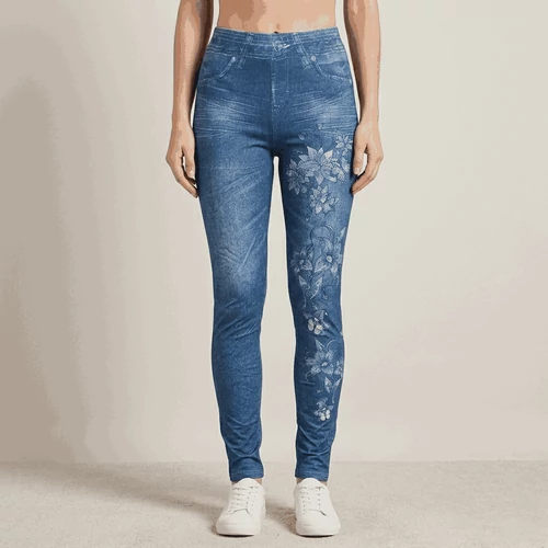 Kék virág mintás leggings S-L